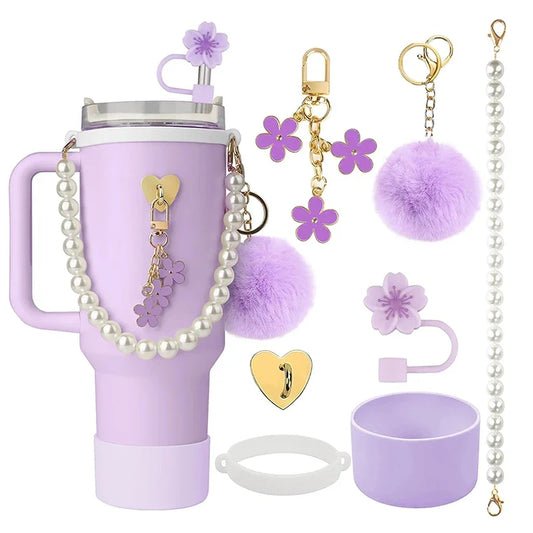 Charmify Your Stanley – 40oz Accessory Kit with Straw Cover & Decor