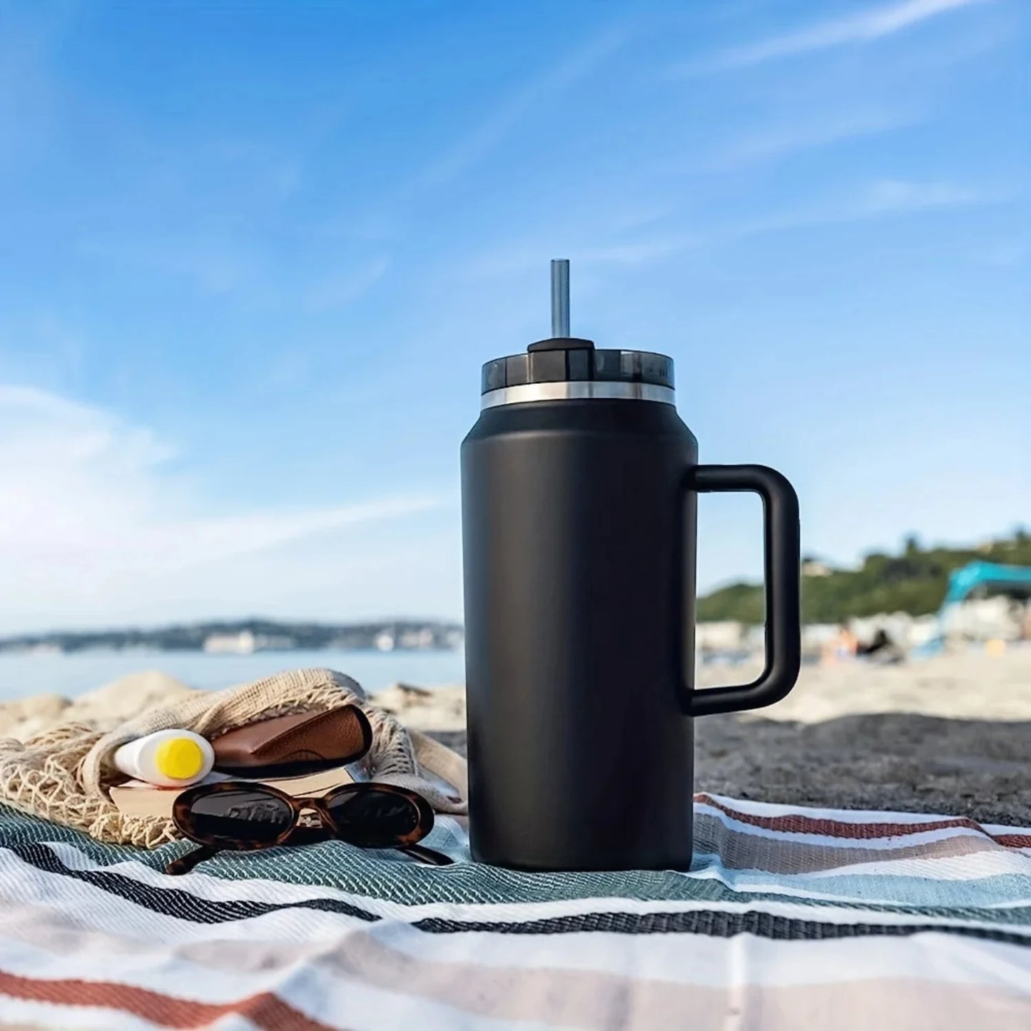 Mom’s Hydration Hero – 64oz Mega Stainless Tumbler with Straw & Handle