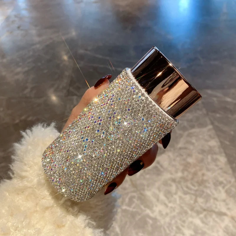 Bling Rhinestone Thermos Bottle with Tea Infuser – Crystal Stainless Steel Tumbler for Coffee, Tea, and Gifts