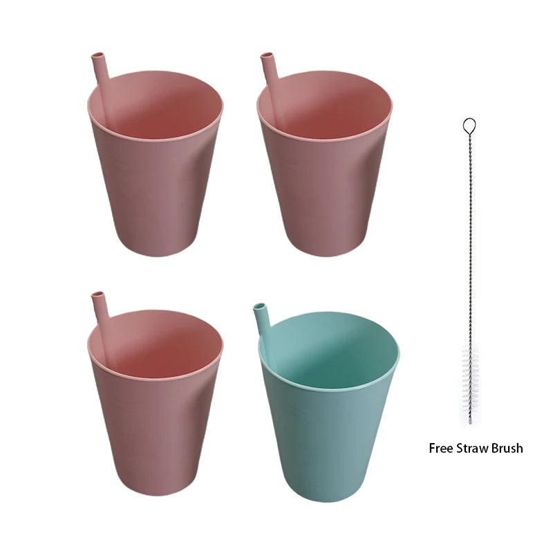Soft Sip Tumblers - 4PCS Set with Built-in Straws