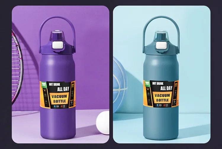 Outdoor Thermos Sports Bottle with Straw