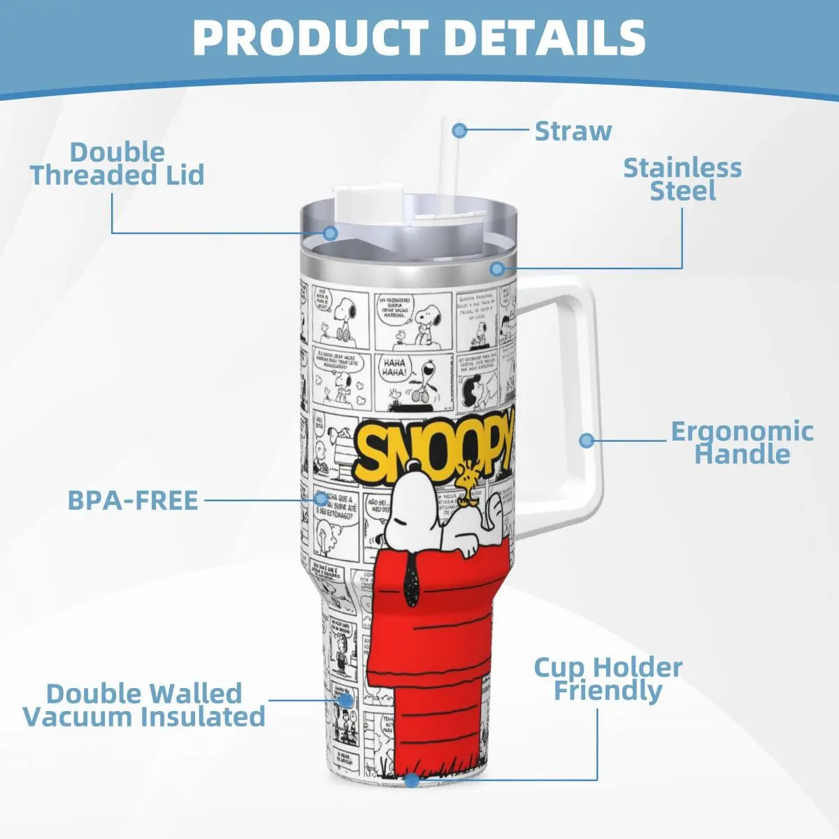 Snoopy 40oz Stainless Travel Tumbler
