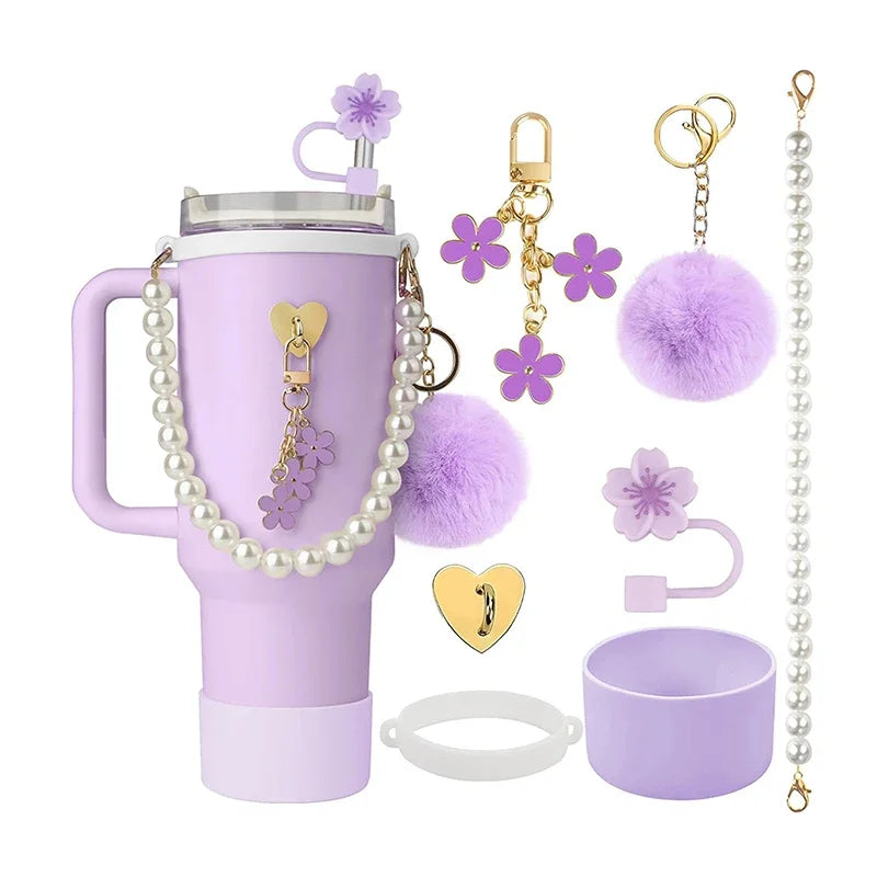 Charmify Your Stanley – 40oz Accessory Kit with Straw Cover & Decor