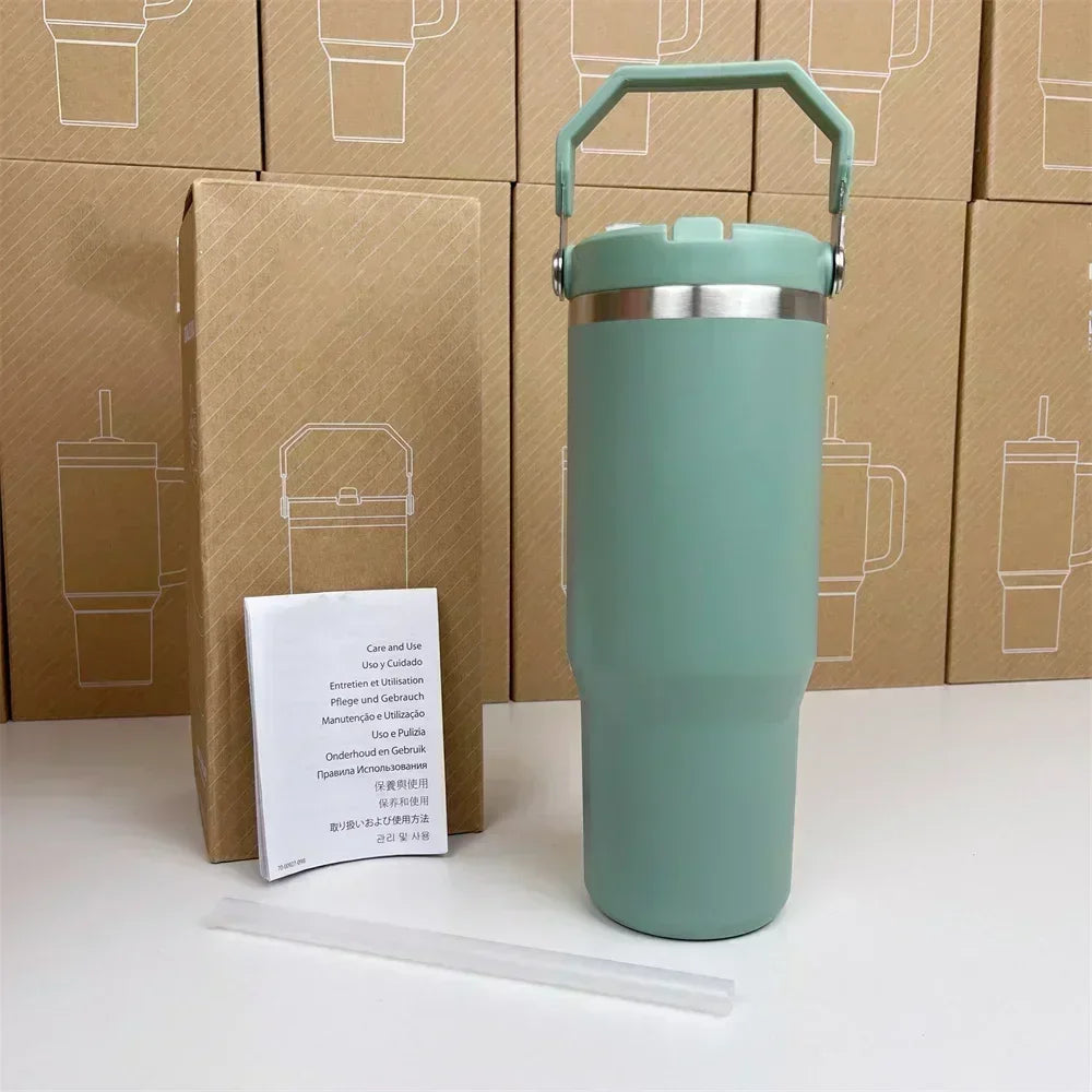 Mom’s Favorite Tumbler – 30oz Stainless Steel Travel Mug with Handle & Straw Lid