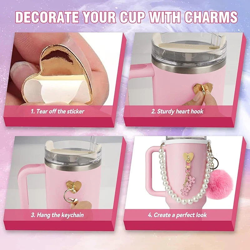 Charmify Your Stanley – 40oz Accessory Kit with Straw Cover & Decor