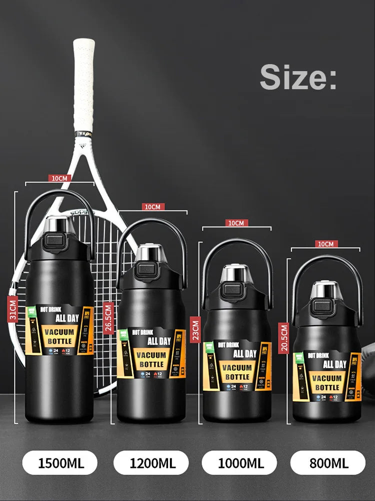 Outdoor Thermos Sports Bottle with Straw