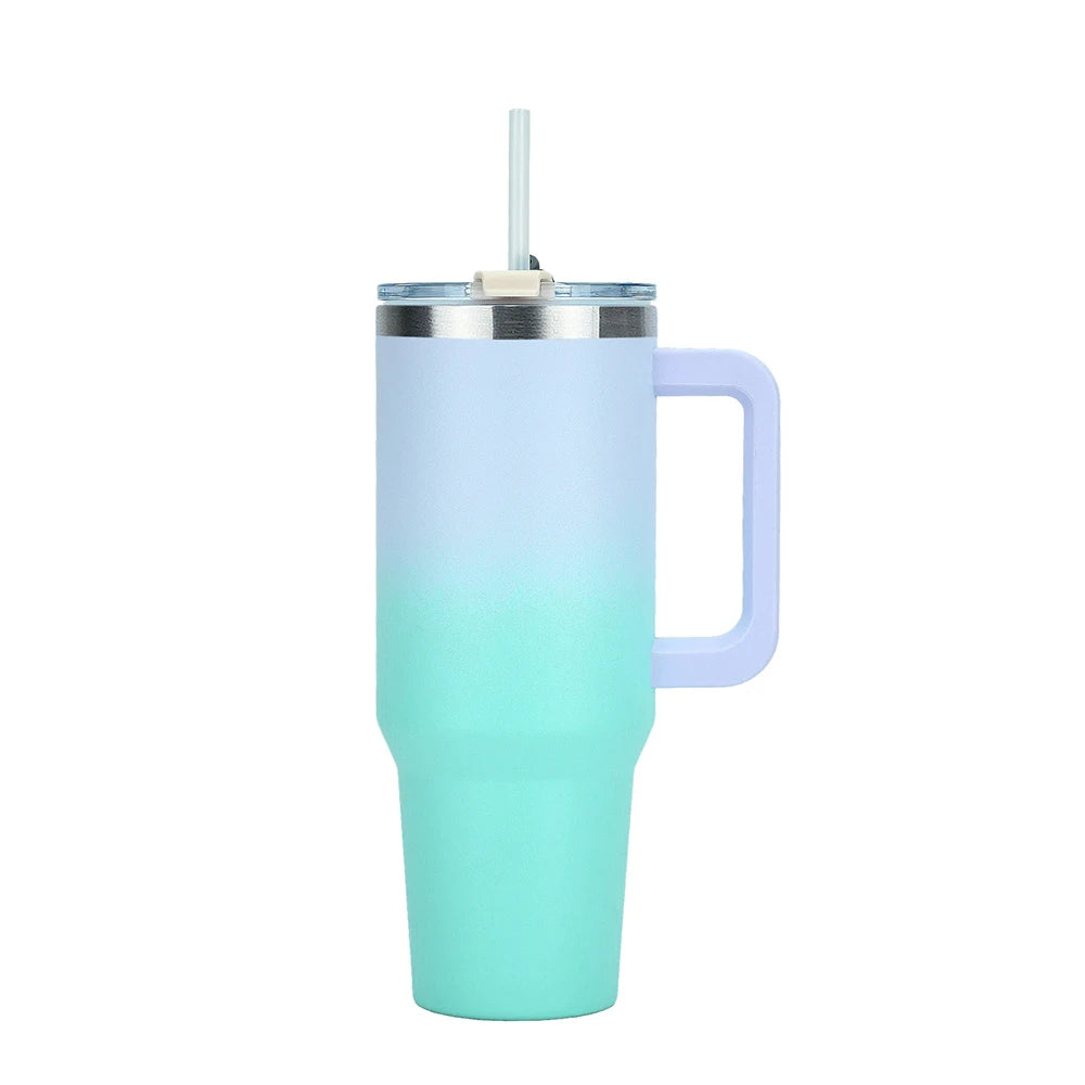 30/40oz Stainless Steel Tumbler with Handle – Double-Wall Insulated Gym Bottle for Hot & Cold Drinks