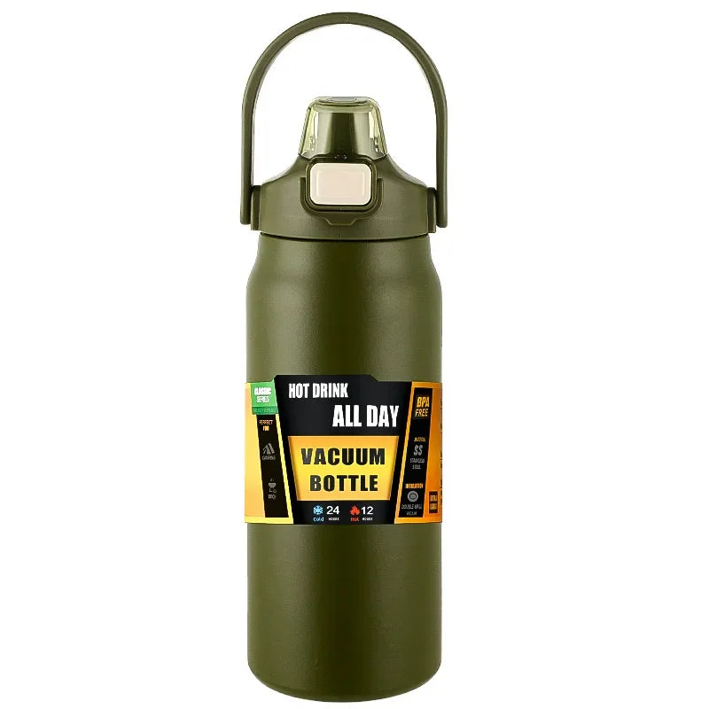 Outdoor Thermos Sports Bottle with Straw