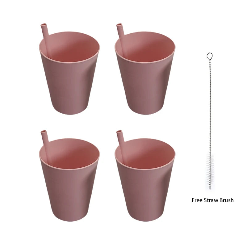 Soft Sip Tumblers - 4PCS Set with Built-in Straws
