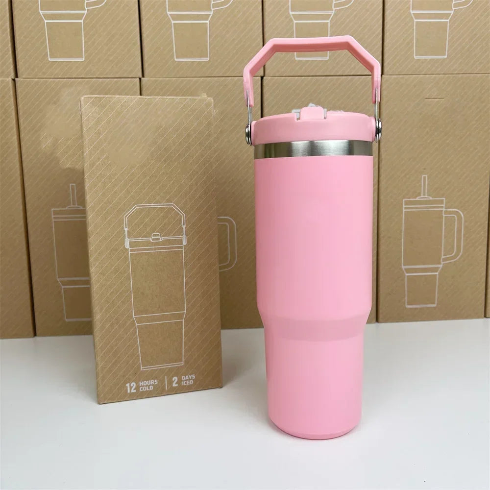 Mom’s Favorite Tumbler – 30oz Stainless Steel Travel Mug with Handle & Straw Lid