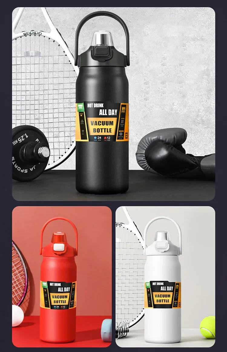 Outdoor Thermos Sports Bottle with Straw