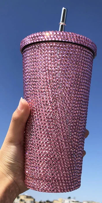 "Make Money Not Friends" Rhinestone Tumbler – Bling 304 Stainless Steel Straw Cup with Lid
