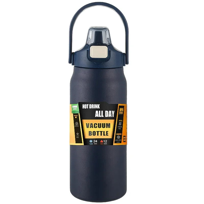 Outdoor Thermos Sports Bottle with Straw