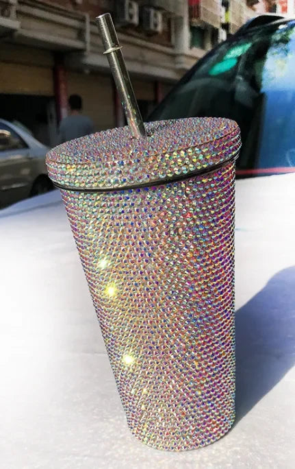 "Make Money Not Friends" Rhinestone Tumbler – Bling 304 Stainless Steel Straw Cup with Lid