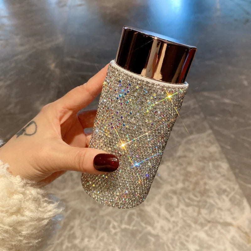 Bling Rhinestone Thermos Bottle with Tea Infuser – Crystal Stainless Steel Tumbler for Coffee, Tea, and Gifts