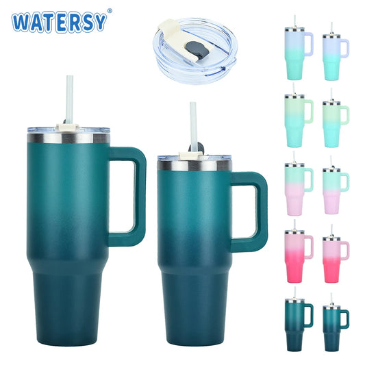 30/40oz Stainless Steel Tumbler with Handle – Double-Wall Insulated Gym Bottle for Hot & Cold Drinks