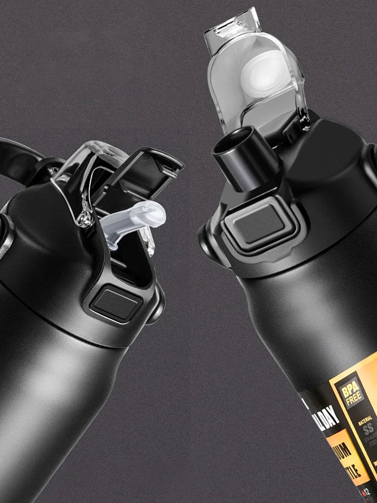 Outdoor Thermos Sports Bottle with Straw