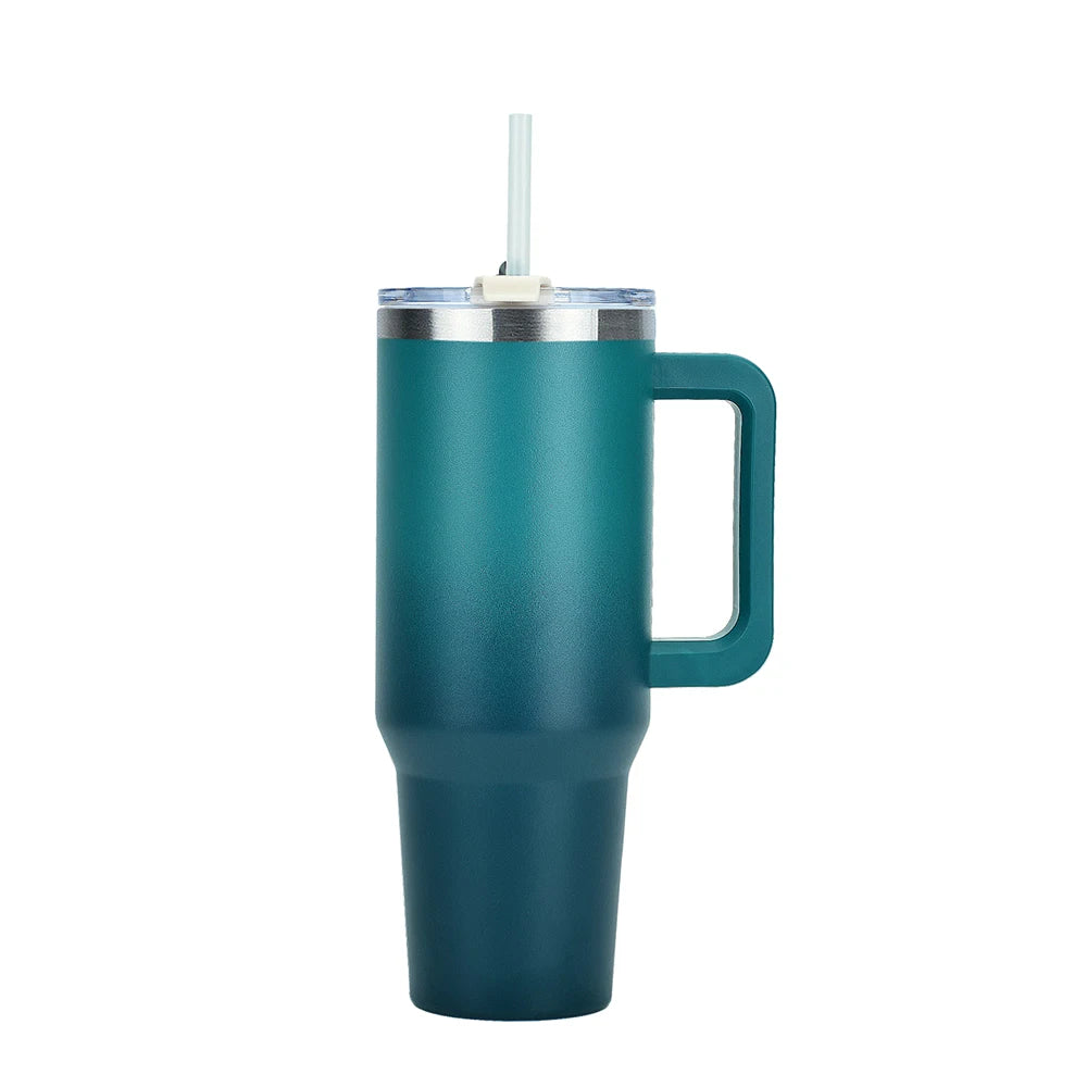 30/40oz Stainless Steel Tumbler with Handle – Double-Wall Insulated Gym Bottle for Hot & Cold Drinks