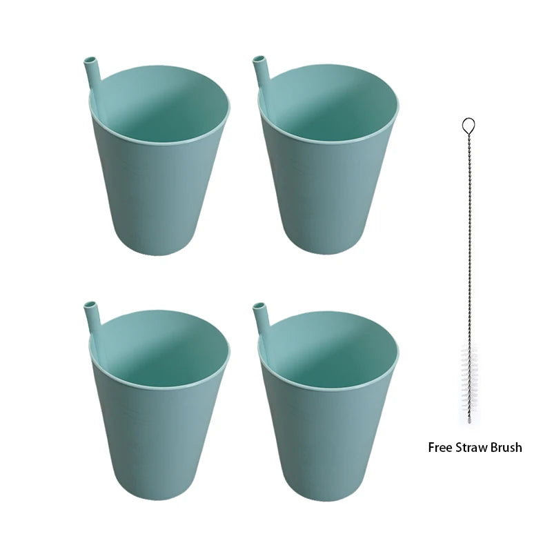Soft Sip Tumblers - 4PCS Set with Built-in Straws