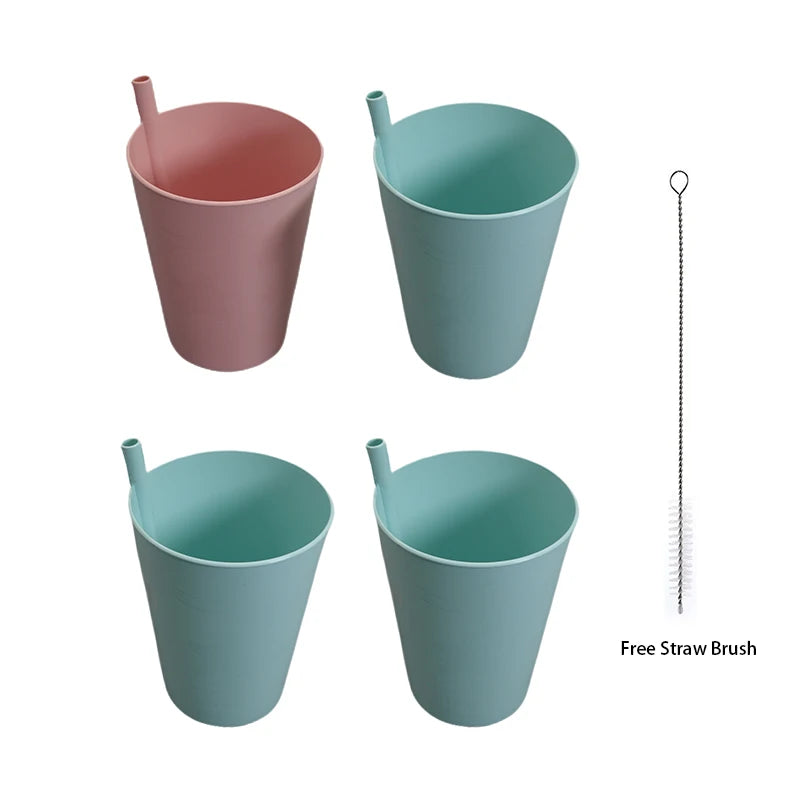 Soft Sip Tumblers - 4PCS Set with Built-in Straws