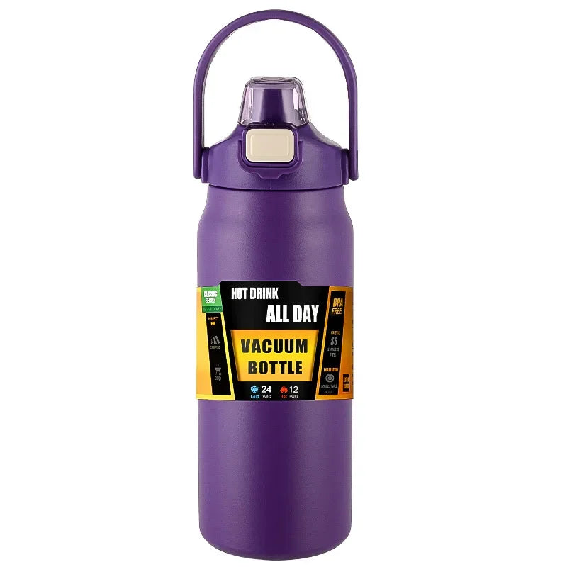 Outdoor Thermos Sports Bottle with Straw
