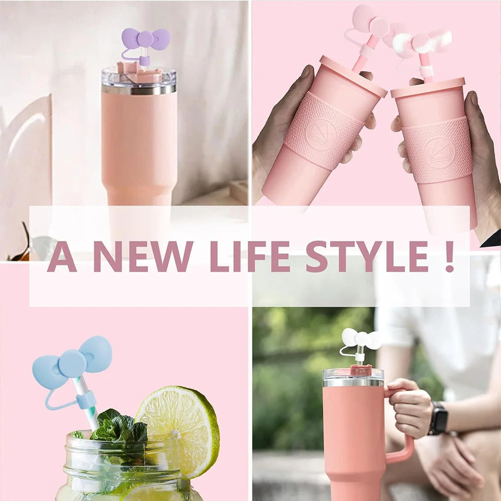 Bow Straw Cap – Cute Dustproof Silicone Cover for Stanley 30/40oz Tumbler