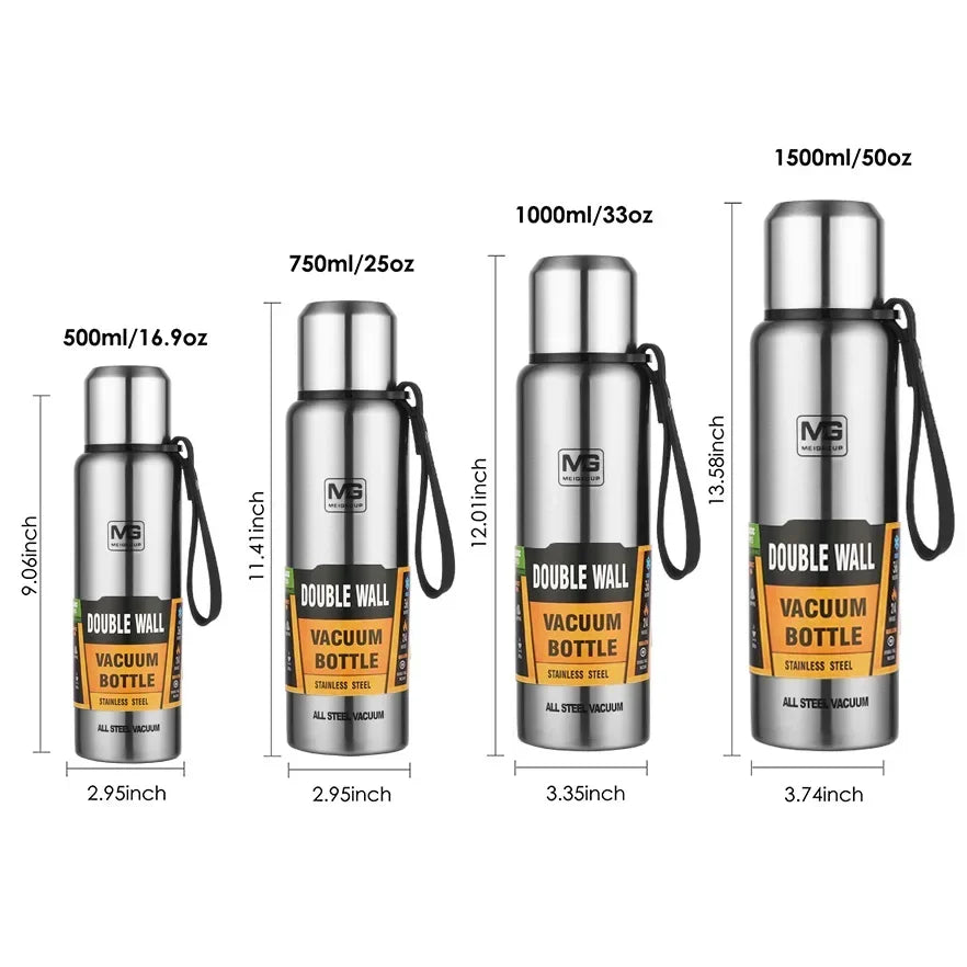 Upors Large Capacity Stainless Steel Vacuum Flask – 500ml to 1500ml
