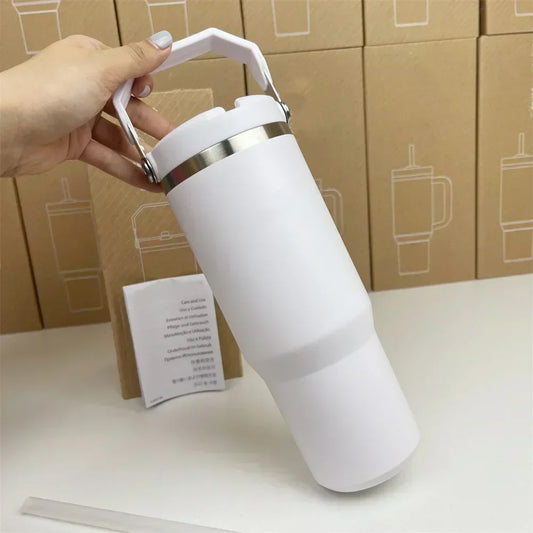 Mom’s Favorite Tumbler – 30oz Stainless Steel Travel Mug with Handle & Straw Lid