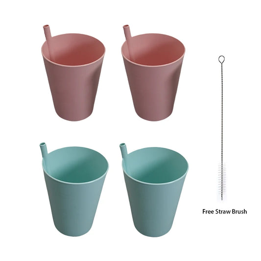 Soft Sip Tumblers - 4PCS Set with Built-in Straws