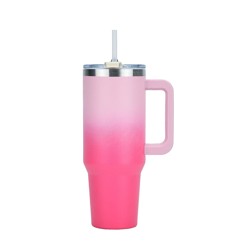 30/40oz Stainless Steel Tumbler with Handle – Double-Wall Insulated Gym Bottle for Hot & Cold Drinks