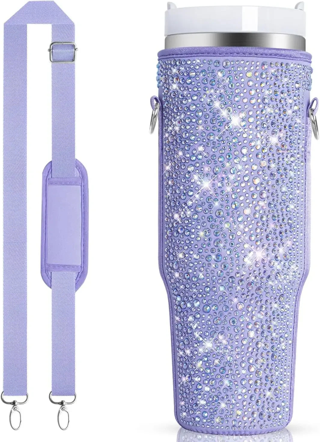 Bling Diamond Water Bottle Carrying Bag for Stanley 40 Oz with Adjustable Straps