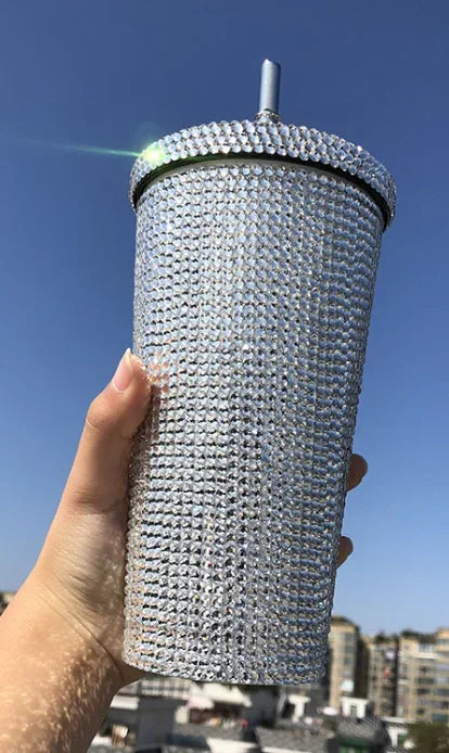 "Make Money Not Friends" Rhinestone Tumbler – Bling 304 Stainless Steel Straw Cup with Lid