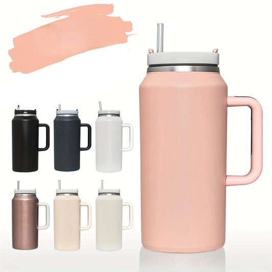 Mom’s Hydration Hero – 64oz Mega Stainless Tumbler with Straw & Handle