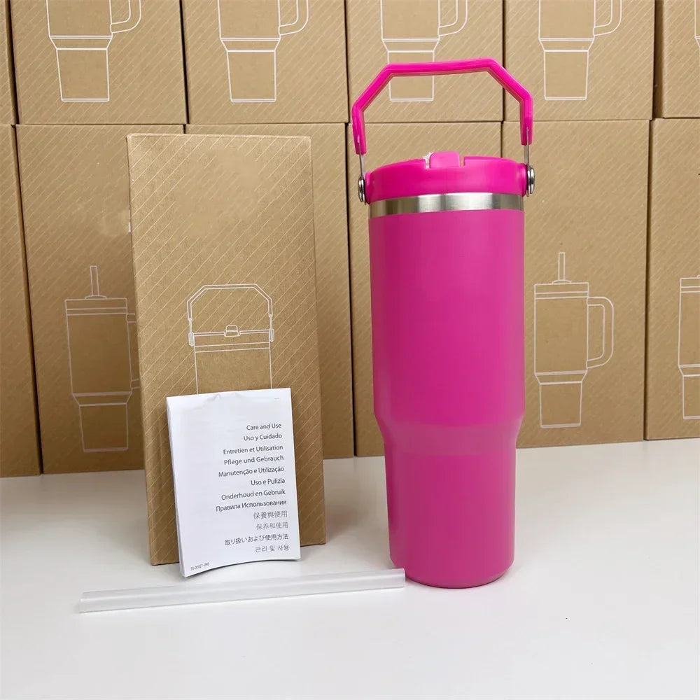 Mom’s Favorite Tumbler – 30oz Stainless Steel Travel Mug with Handle & Straw Lid
