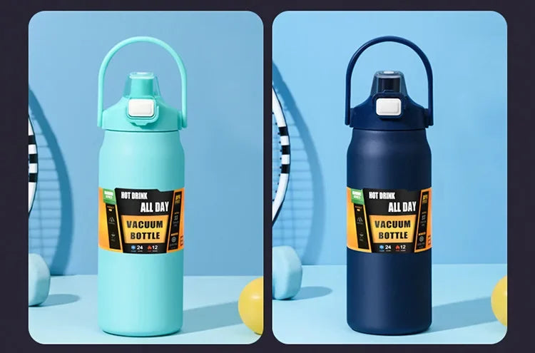 Outdoor Thermos Sports Bottle with Straw