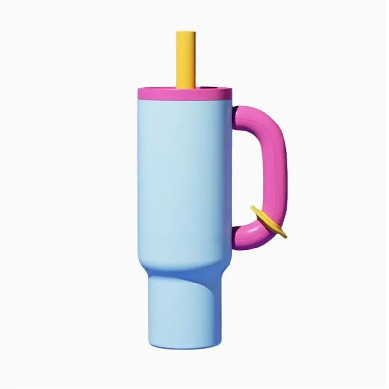 1050MLnsulated Tumbler with Handle Straw Double Wall Vacuum Leakproof Thermal Iced Travel Mug Hot Drink Coffee Cup with Lid