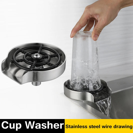 Mom’s Kitchen Cup Rinser – Stainless Steel Glass Washer for Sink