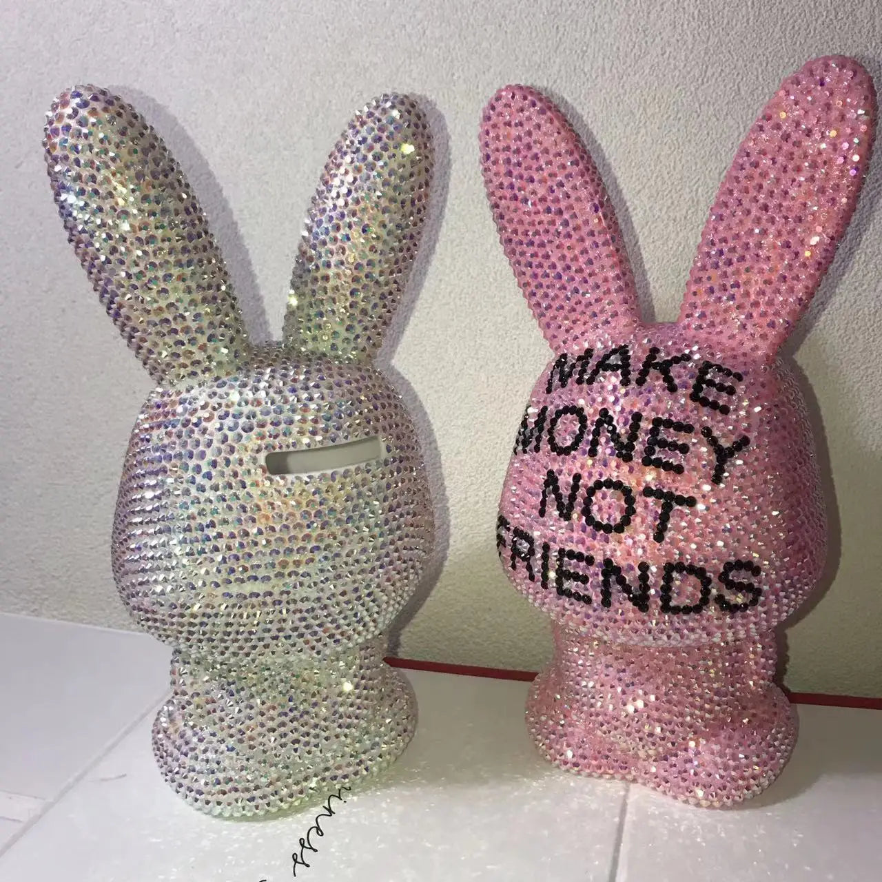 "Make Money Not Friends" Rhinestone Tumbler – Bling 304 Stainless Steel Straw Cup with Lid