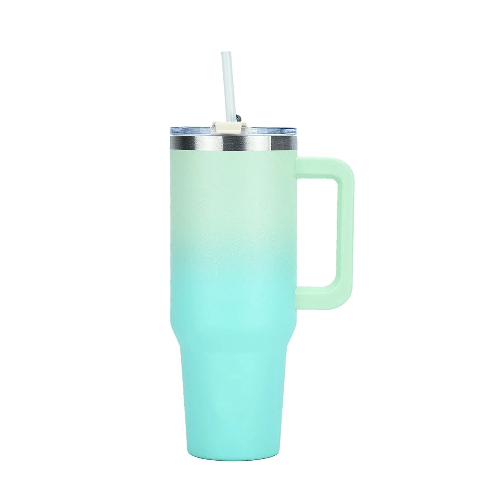 30/40oz Stainless Steel Tumbler with Handle – Double-Wall Insulated Gym Bottle for Hot & Cold Drinks