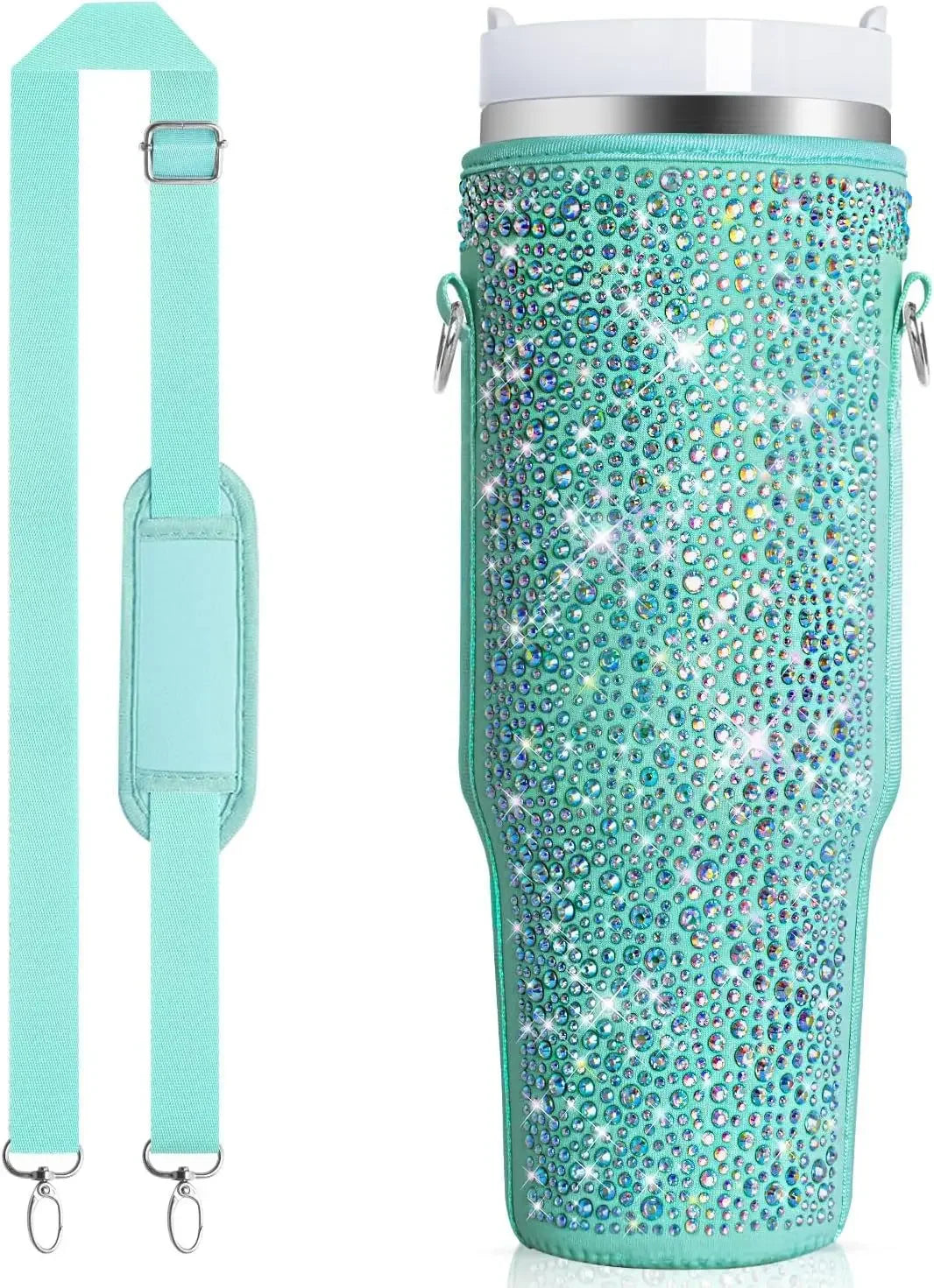 Bling Diamond Water Bottle Carrying Bag for Stanley 40 Oz with Adjustable Straps