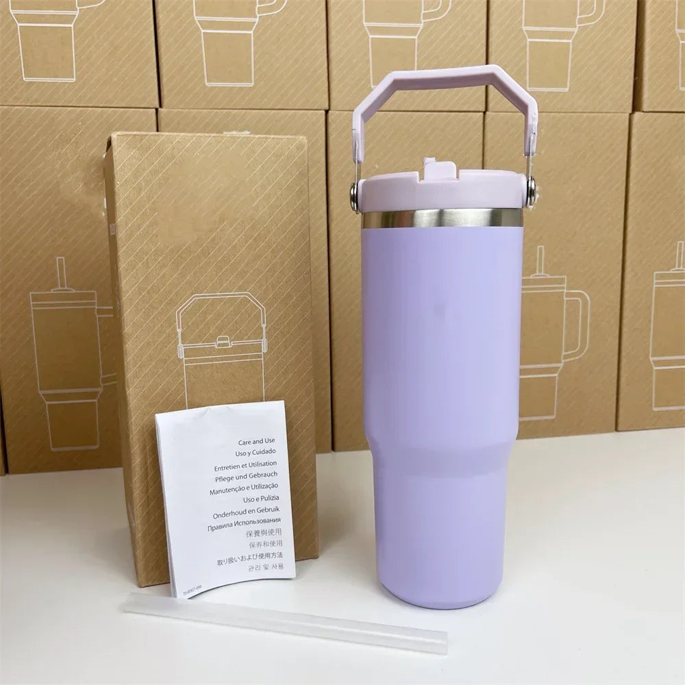 Mom’s Favorite Tumbler – 30oz Stainless Steel Travel Mug with Handle & Straw Lid