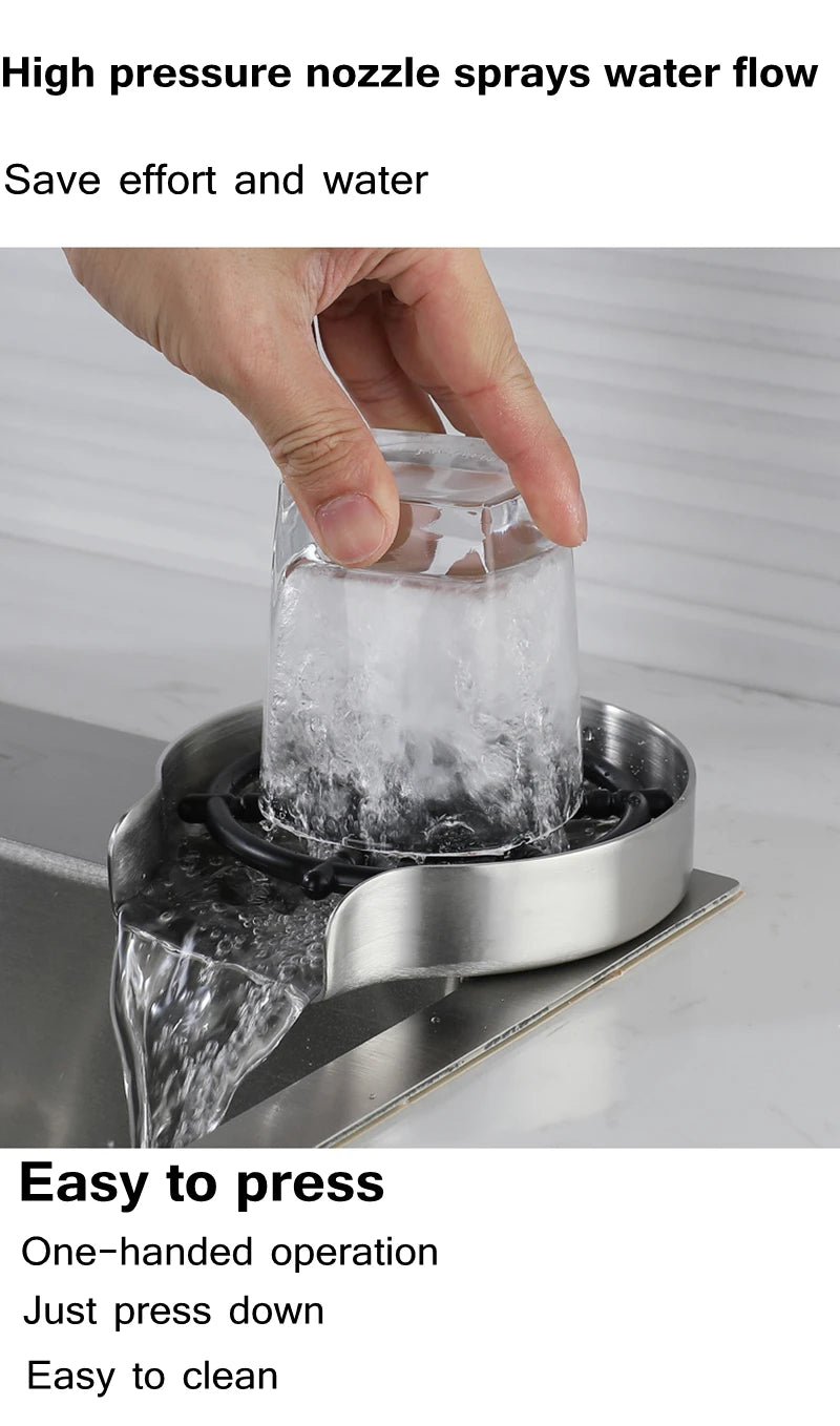 Mom’s Kitchen Cup Rinser – Stainless Steel Glass Washer for Sink