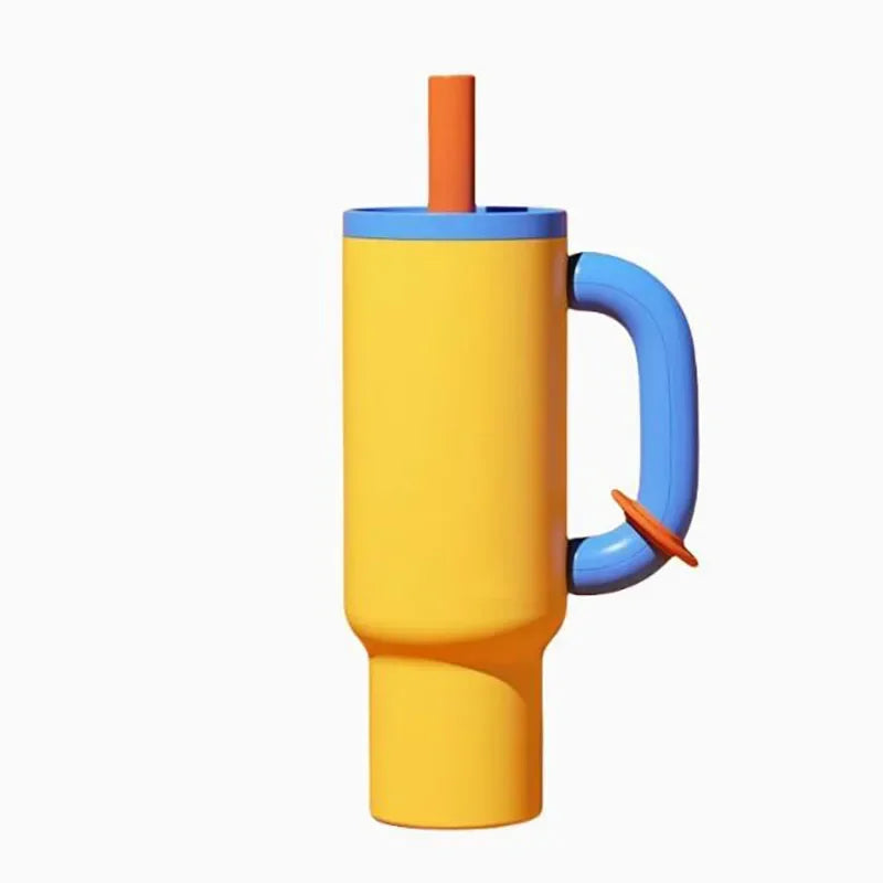 1050MLnsulated Tumbler with Handle Straw Double Wall Vacuum Leakproof Thermal Iced Travel Mug Hot Drink Coffee Cup with Lid