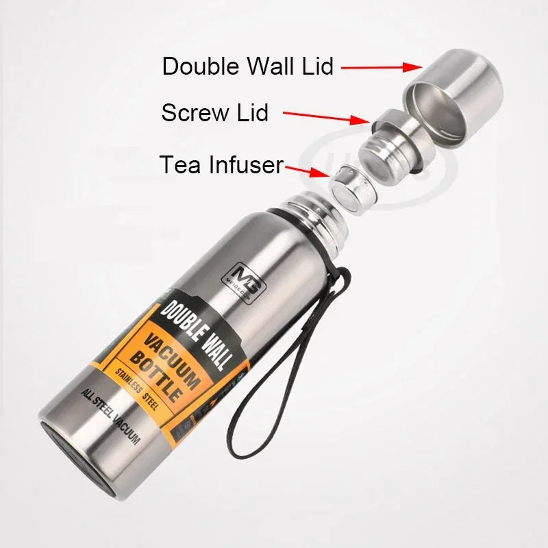Upors Large Capacity Stainless Steel Vacuum Flask – 500ml to 1500ml