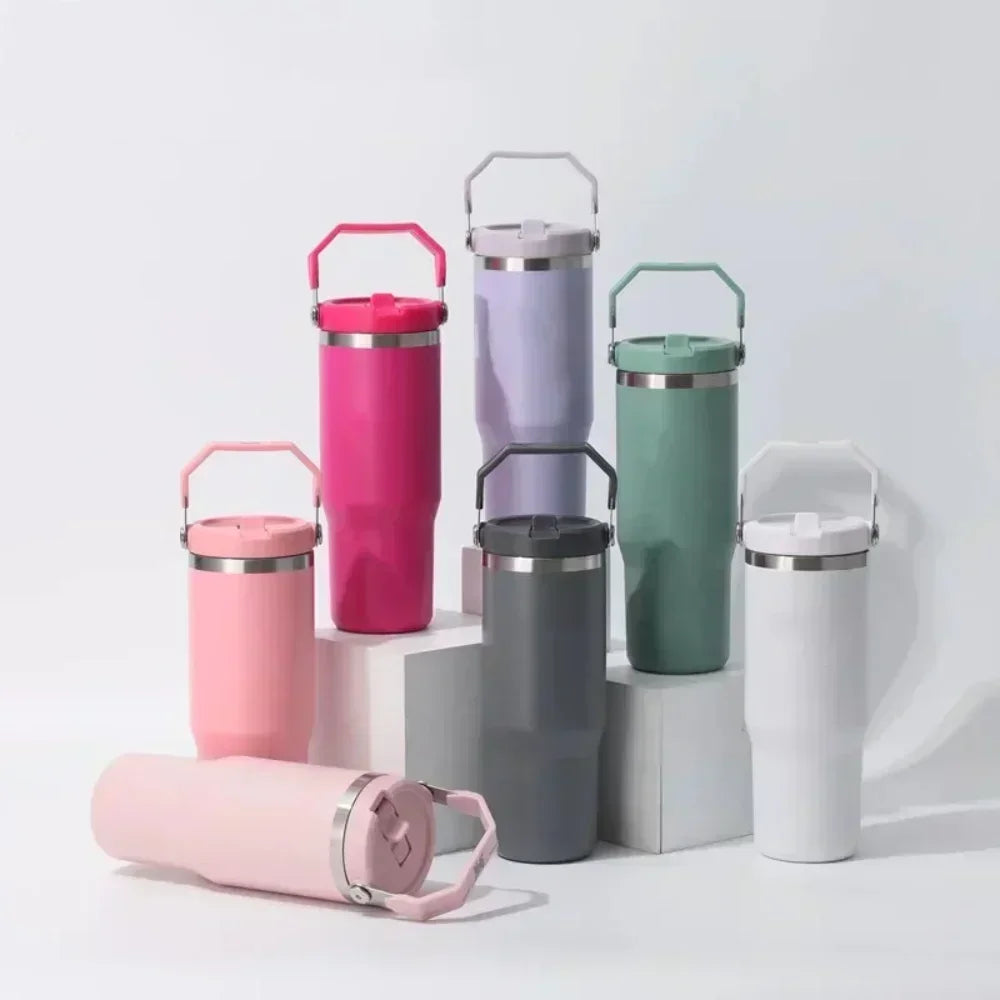 Mom’s Favorite Tumbler – 30oz Stainless Steel Travel Mug with Handle & Straw Lid