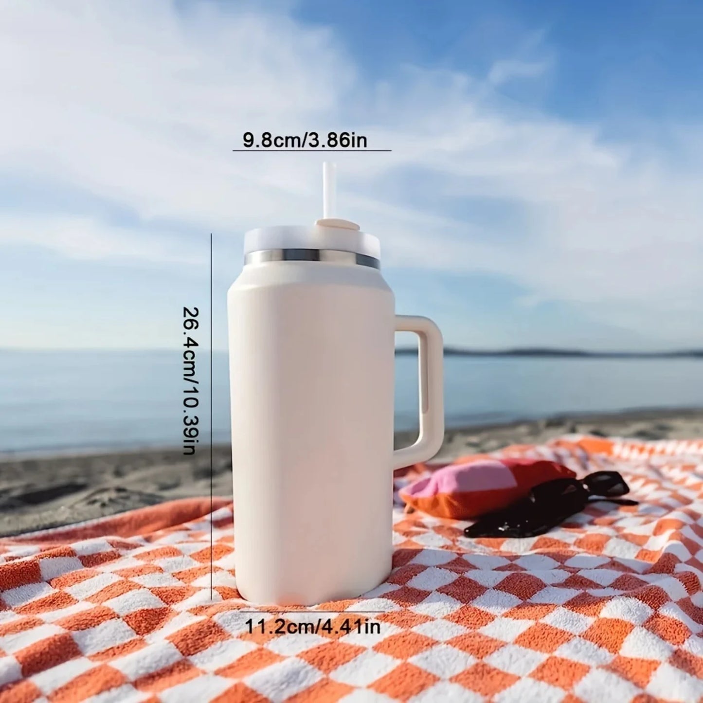 Mom’s Hydration Hero – 64oz Mega Stainless Tumbler with Straw & Handle