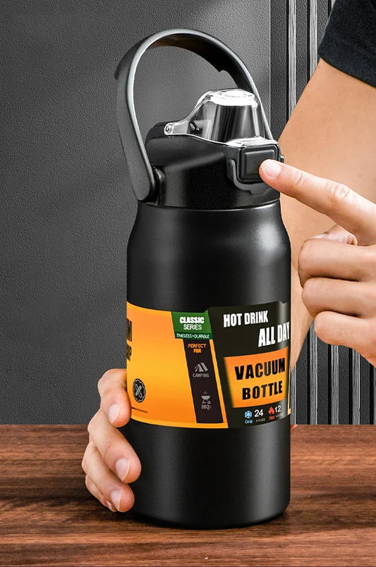 Outdoor Thermos Sports Bottle with Straw